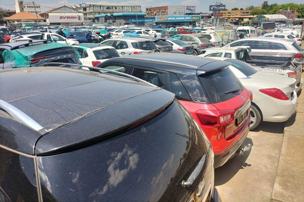 A selection of smashed cars for sale